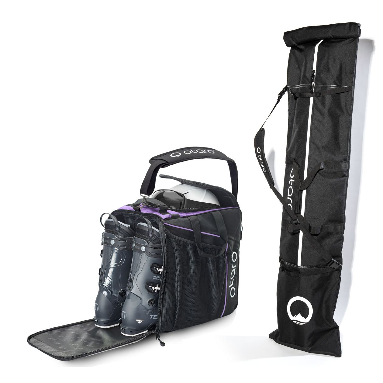 Otaro Skischuhtasche & Skitasche Classic-Set für 2 Paar in Lila