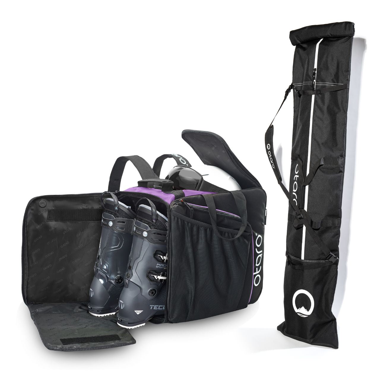 Otaro Skischuhtasche & Skitasche Pro-Set für 1 Paar Ski in Lila