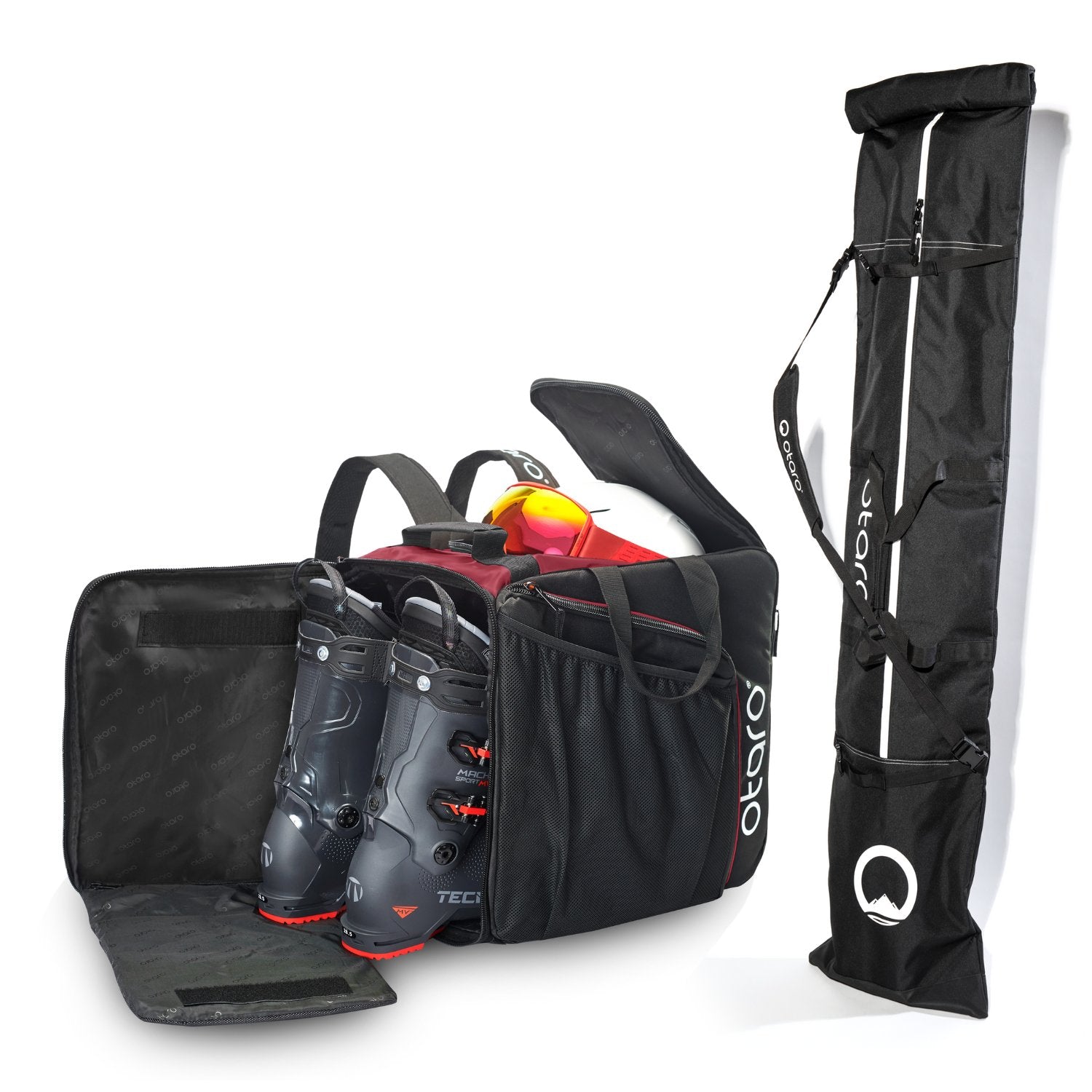 Otaro Skischuhtasche & Skitasche Pro-Set für 1 Paar Ski in Rot