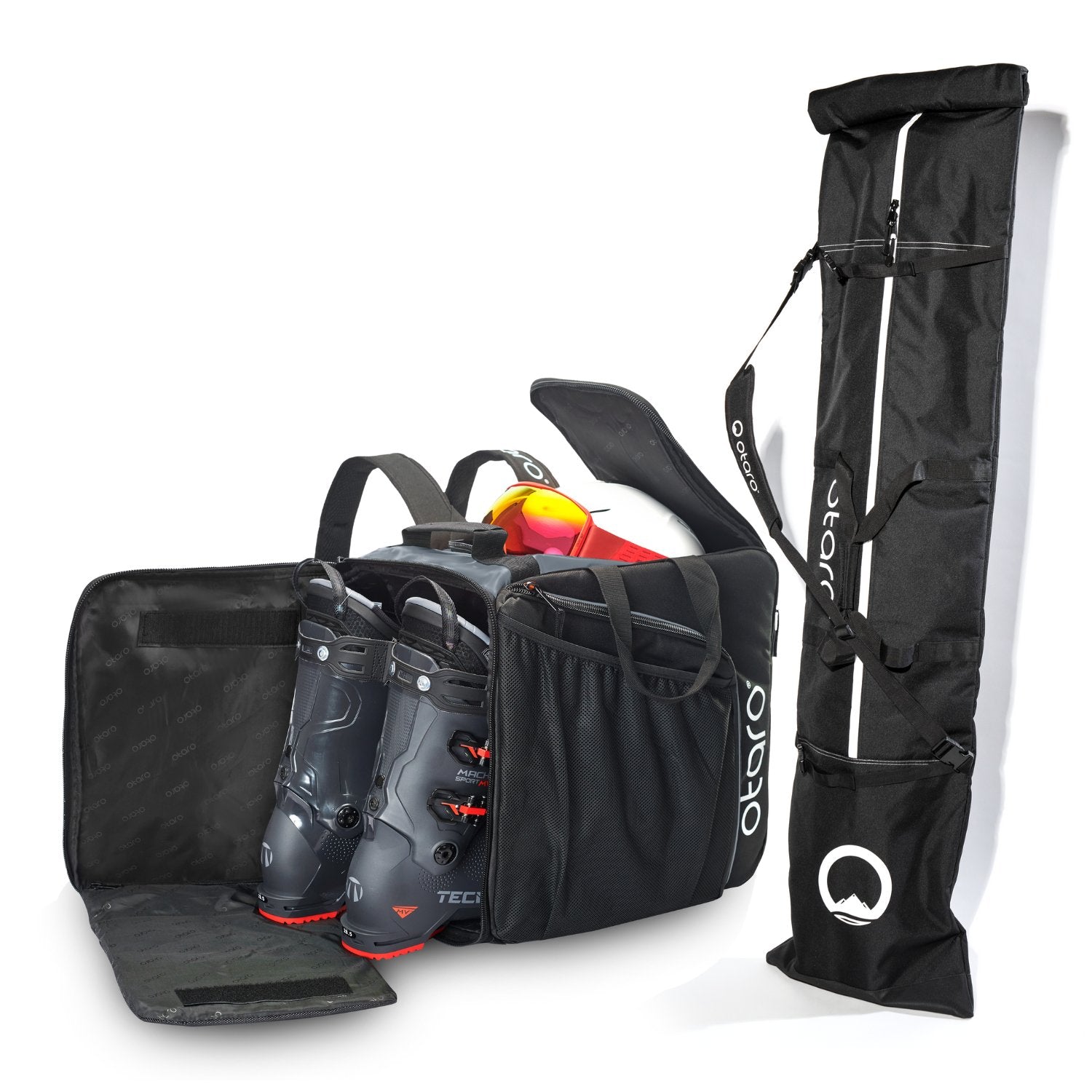 Otaro Skischuhtasche & Skitasche Pro-Set für 2 Paar in Felsgrau