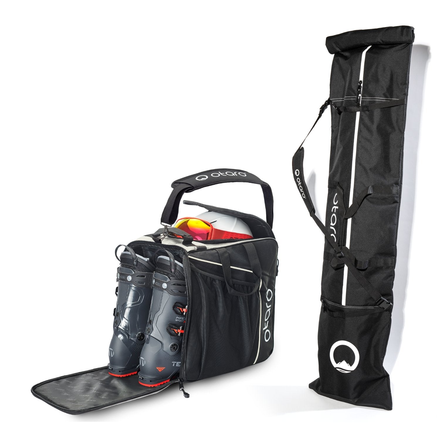 Otaro Skischuhtasche & Skitasche Classic-Set für 2 Paar in Frostweiß