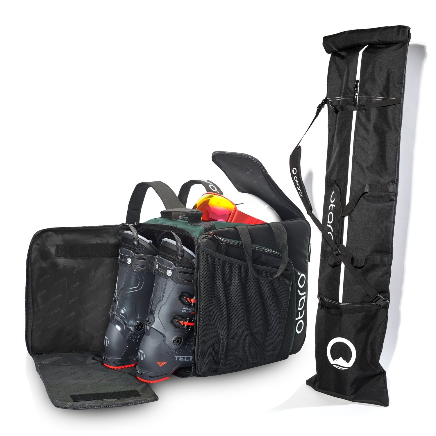 Otaro Skischuhtasche & Skitasche Pro-Set für 2 Paar in Tannengrün