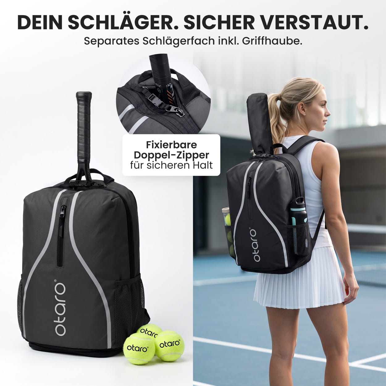Otaro Tennisrucksack Classic 32L – für 1 bis 2 Schläger