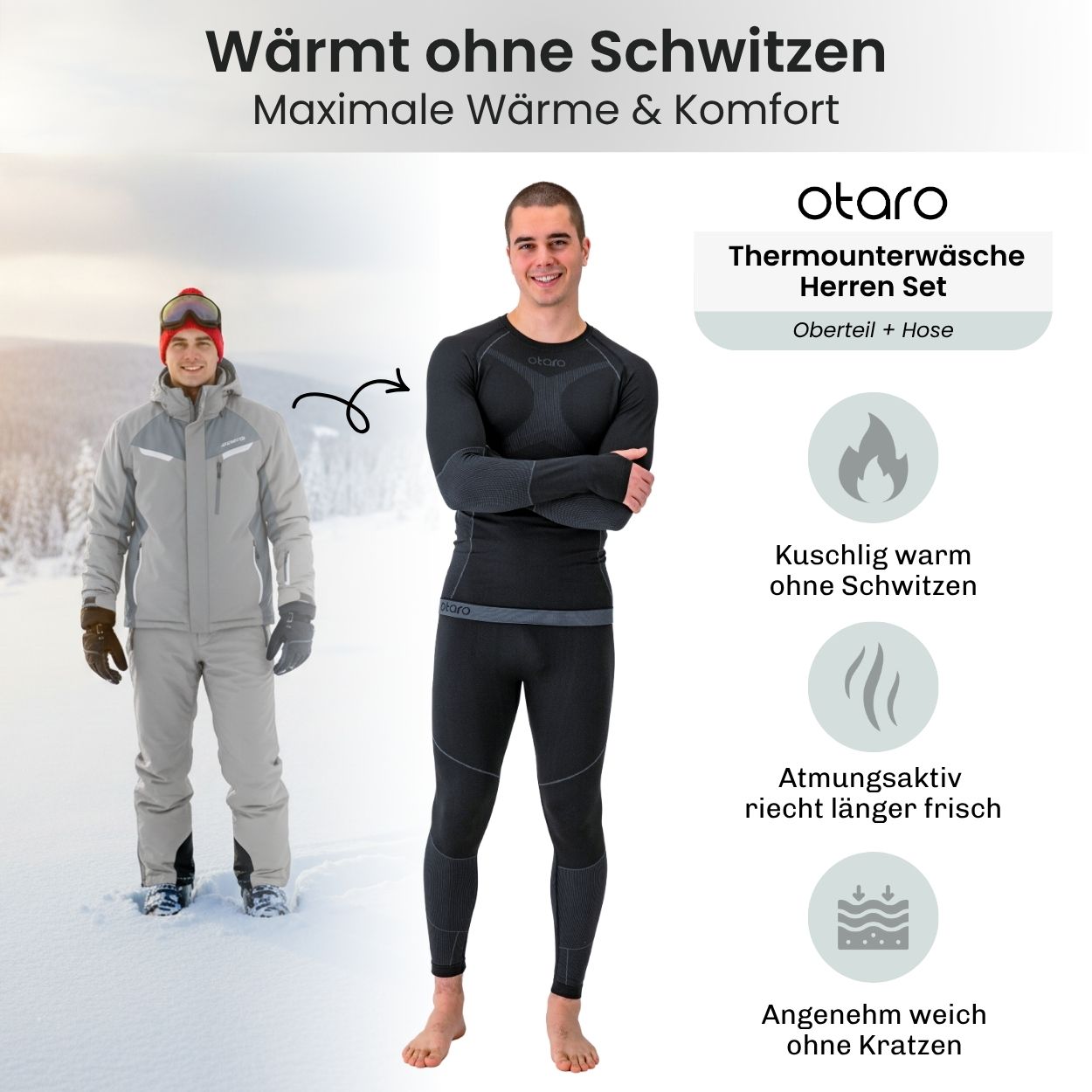 Otaro Thermounterwäsche Herren 2-teiliges Set – Produktansicht 2