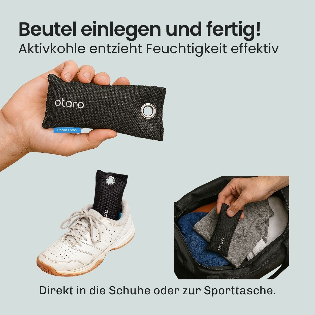Otaro Textilerfrischer Duftsäckchen 100% Aktivkohle 2er Set – Produktansicht 4