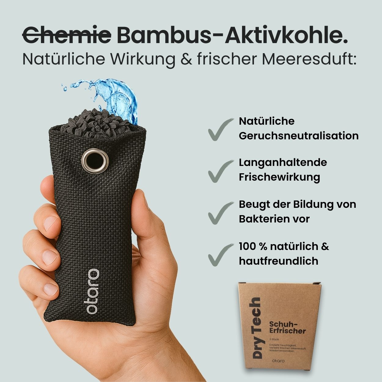 Otaro Textilerfrischer Duftsäckchen 100% Aktivkohle 2er Set – Produktansicht 5