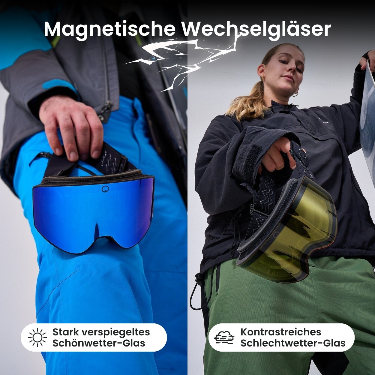 Otaro Skibrille mit Magnet-Wechselglas Blau & Gelb – Produktansicht 4