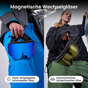 Skibrille mit Magnet-Wechselglas | Blau & Gelb