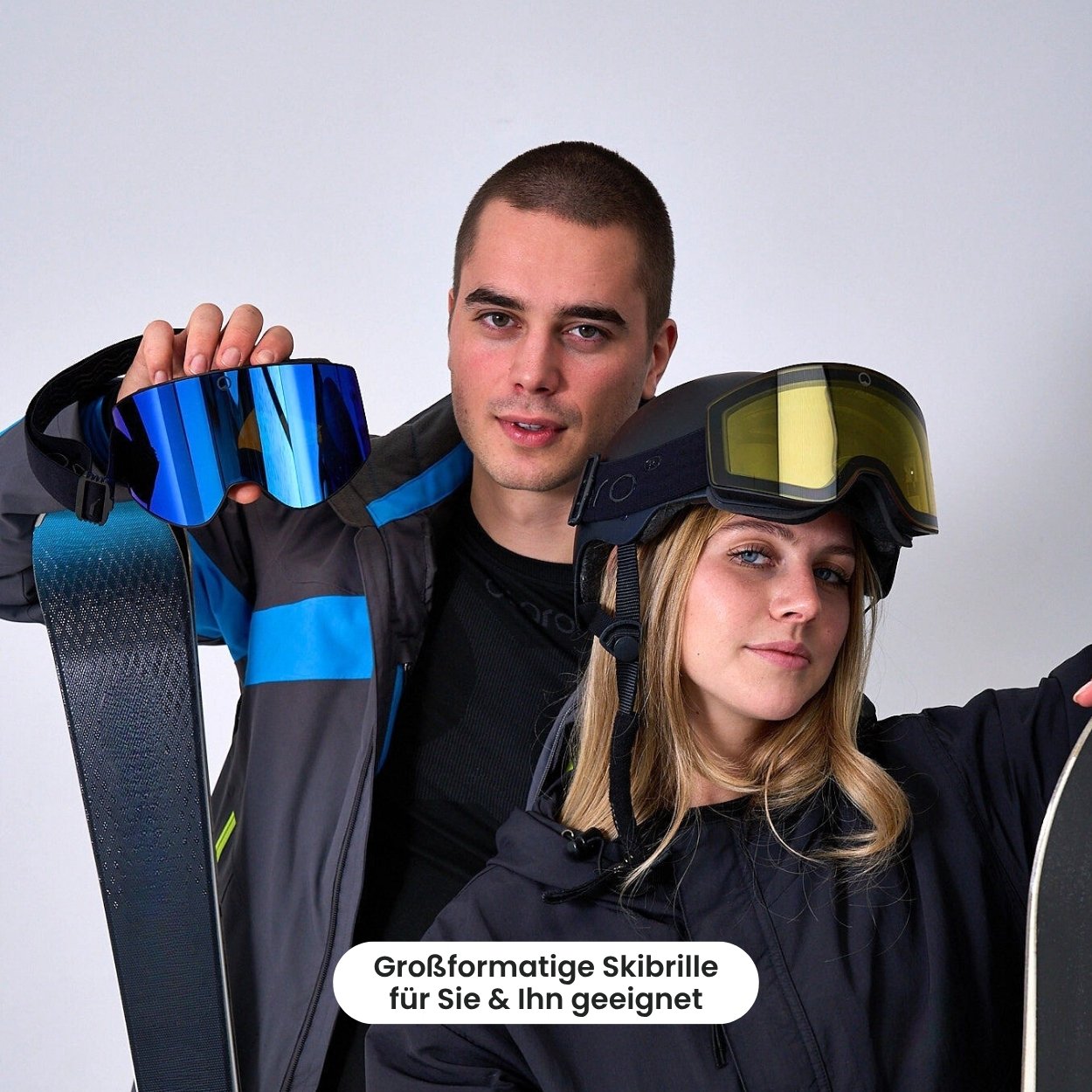 Otaro Skibrille mit Magnet-Wechselglas Blau & Gelb – für Skifahrer und Snowboarder