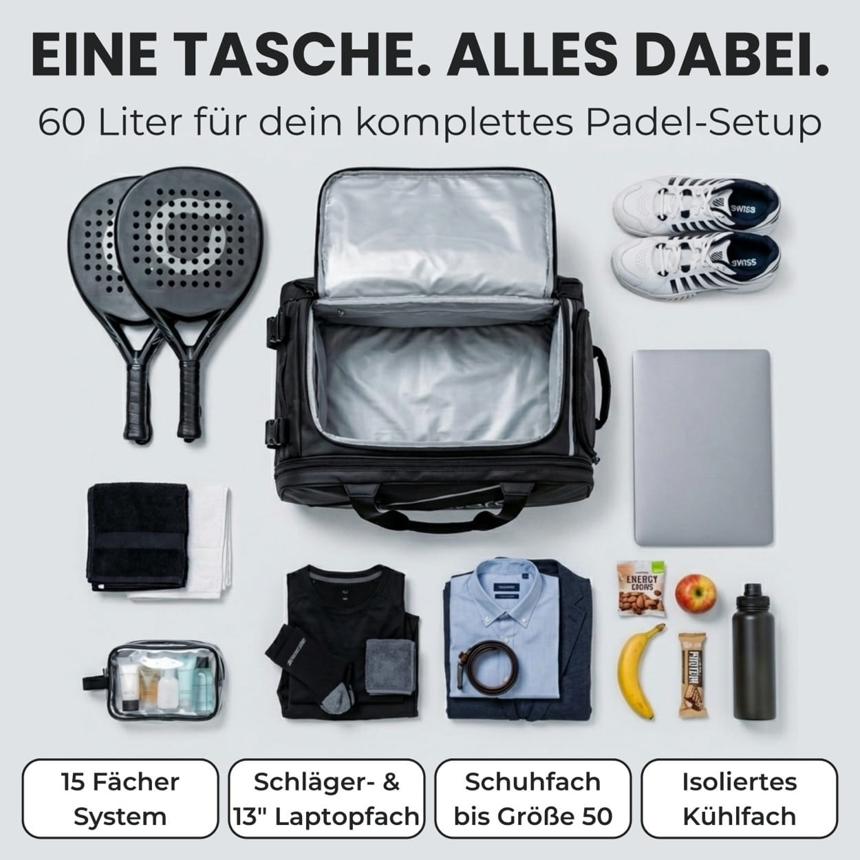 Otaro Padeltasche Pro 60L - optimal organisiert – Produktansicht 2