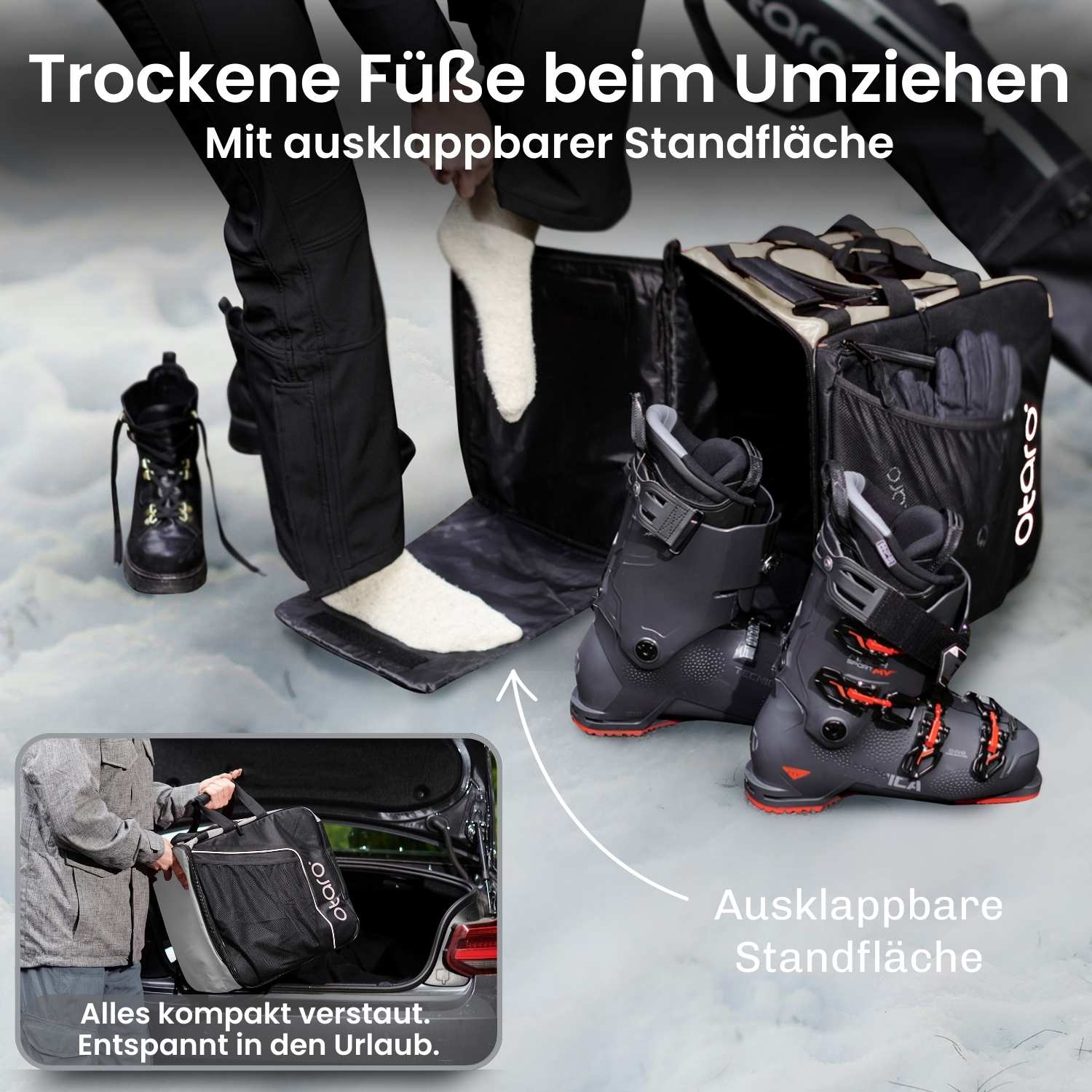Otaro Skischuhtasche Pro 57L – ausklappbare Standfläche