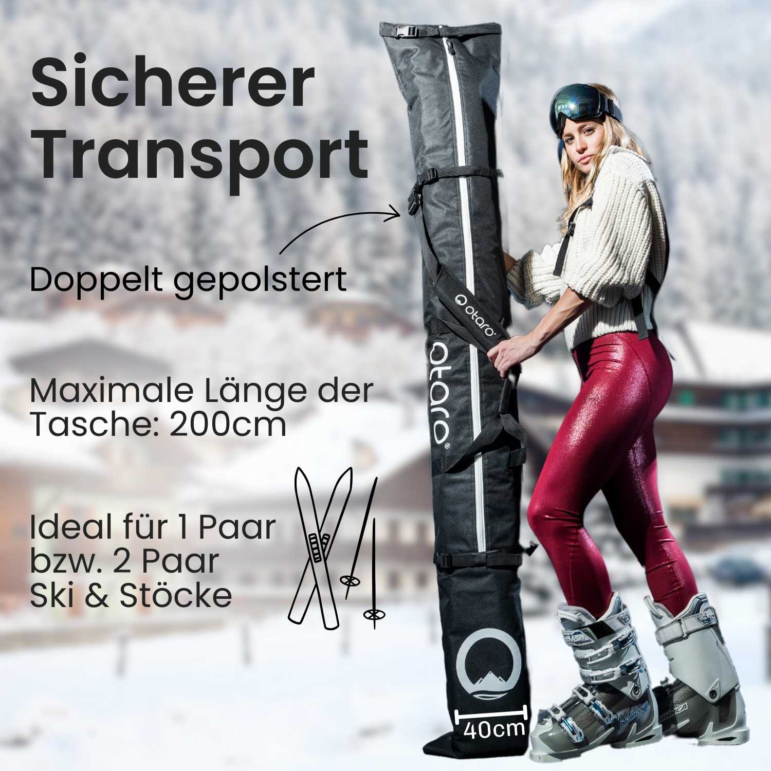 Otaro Skitasche Für 1 oder 2 Paar – beim Transport